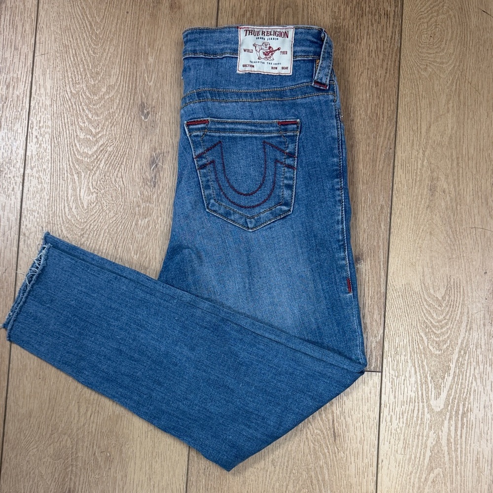 True Religion Jennie Curvy mid rise super skinny Classic Blue Jeans. Size 29